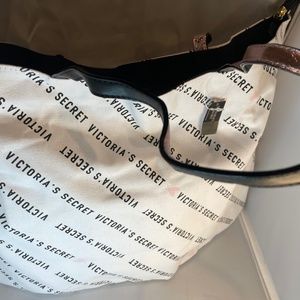 Victoria’s SECRET white with hearts all over logo canvas tote weekender bag
